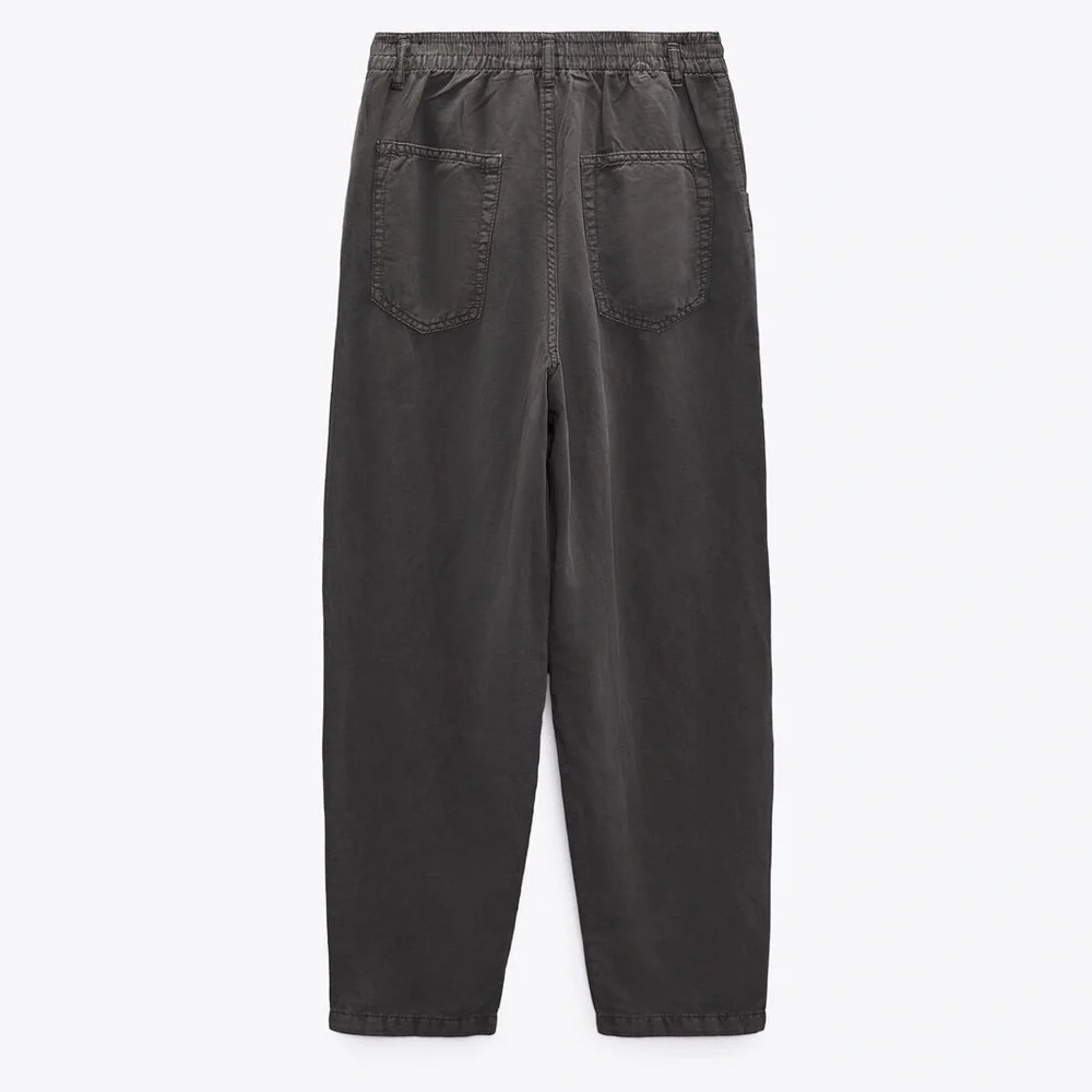 Zara Relaxed Fit Linen Blend Trousers